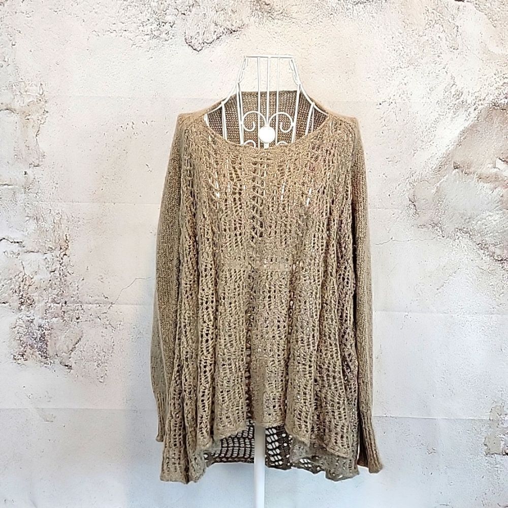 Simply Noelle crocheted knit pullover sweater - tan Women's Size M